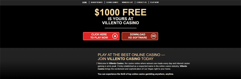 Villento Casino Bonus Code