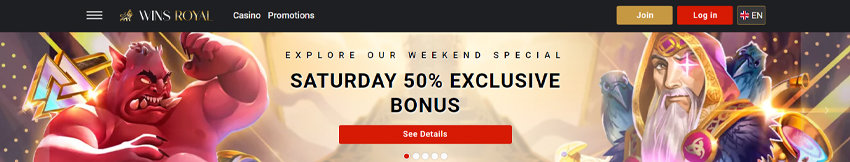 Wins Royal Casino Bonus Code